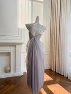 Elegant Light Purple Strappy V-Neck Chiffon Long Formal Prom Dresses