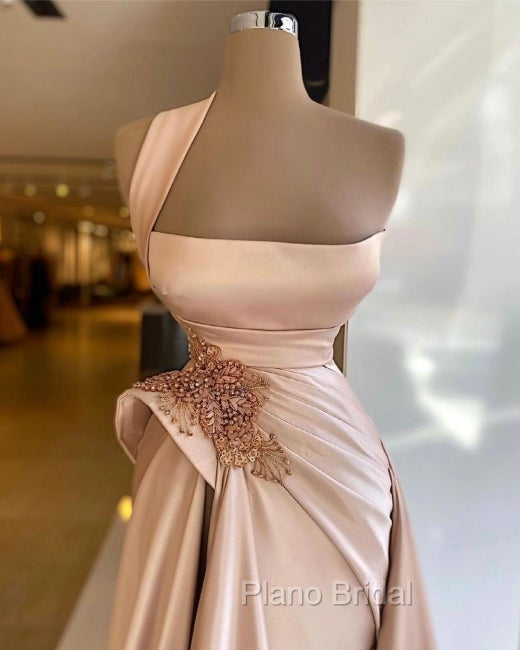 Elegant Long Champagne High Split Formal Prom Dresses Secondary image