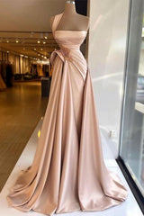 Elegant Long Champagne High Split Prom Dress