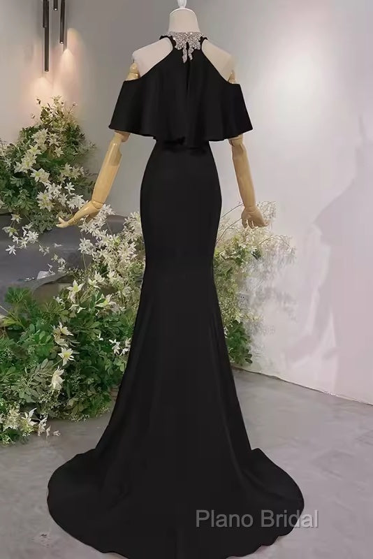 Elegant Mermaid Black Long Formal Prom Dresses Formal Dresses