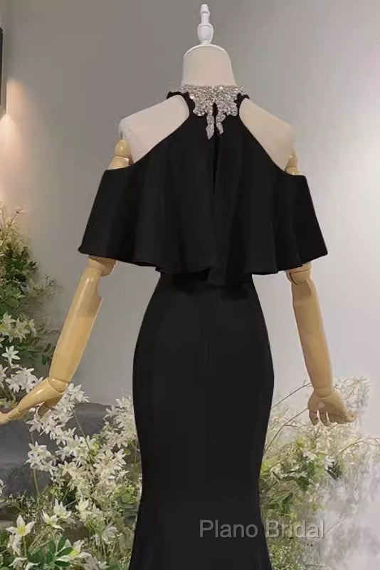 Elegant Mermaid Black Long Formal Prom Dresses Formal Dresses