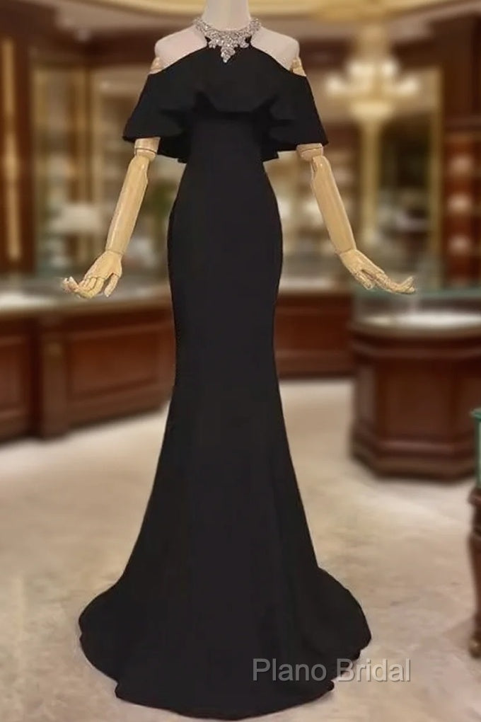 Elegant Mermaid Black Long Formal Prom Dresses Formal Dresses Main image