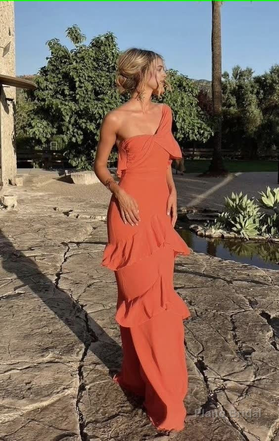 Elegant Mermaid Long One Shoulder Prom Dress 22th Birthday Main image