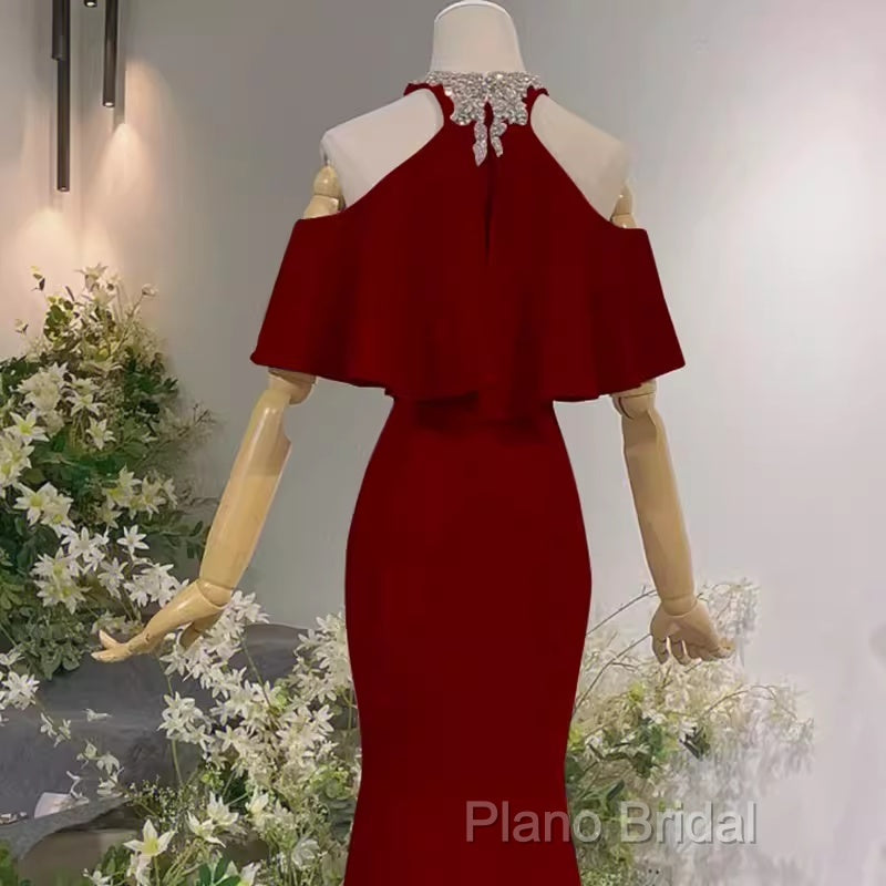 Elegant Mermaid Red Long Formal Prom Dresses Formal Dresses