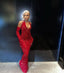 Elegant Mermaid Sequin Red Floor Length Black Girl Formal Prom Dresses