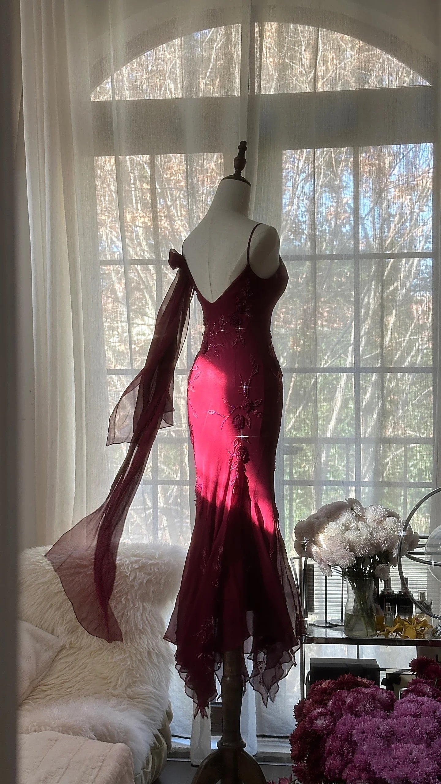 Elegant Mermaid Spaghetti Straps Burgundy Chiffon Formal Prom Dresses Inspiration Trending Formal Evening Gowns Formal Party Formal Prom Dresses