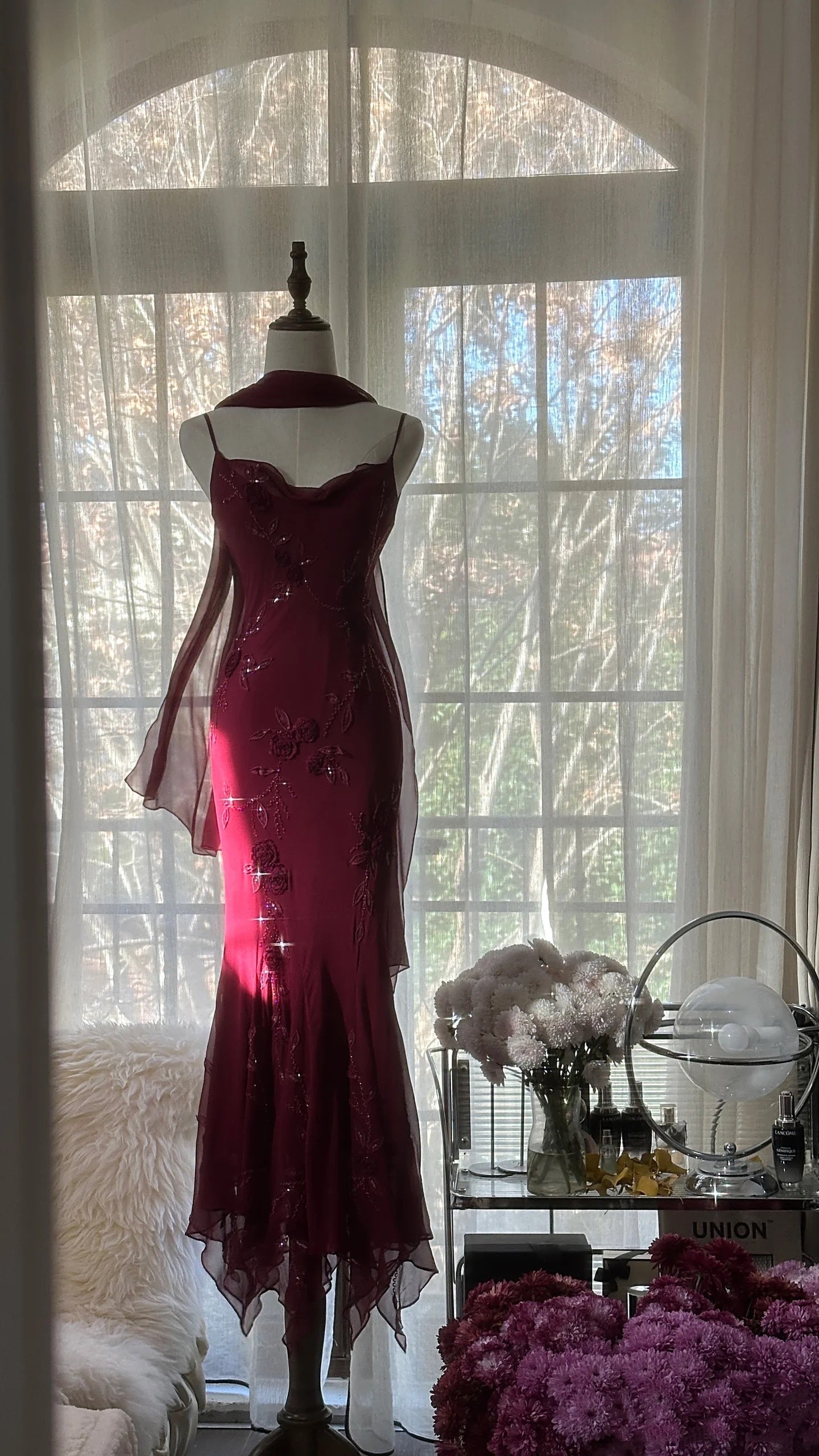 Elegant Mermaid Spaghetti Straps Burgundy Chiffon Formal Prom Dresses Inspiration Trending Formal Evening Gowns Formal Party Formal Prom Dresses