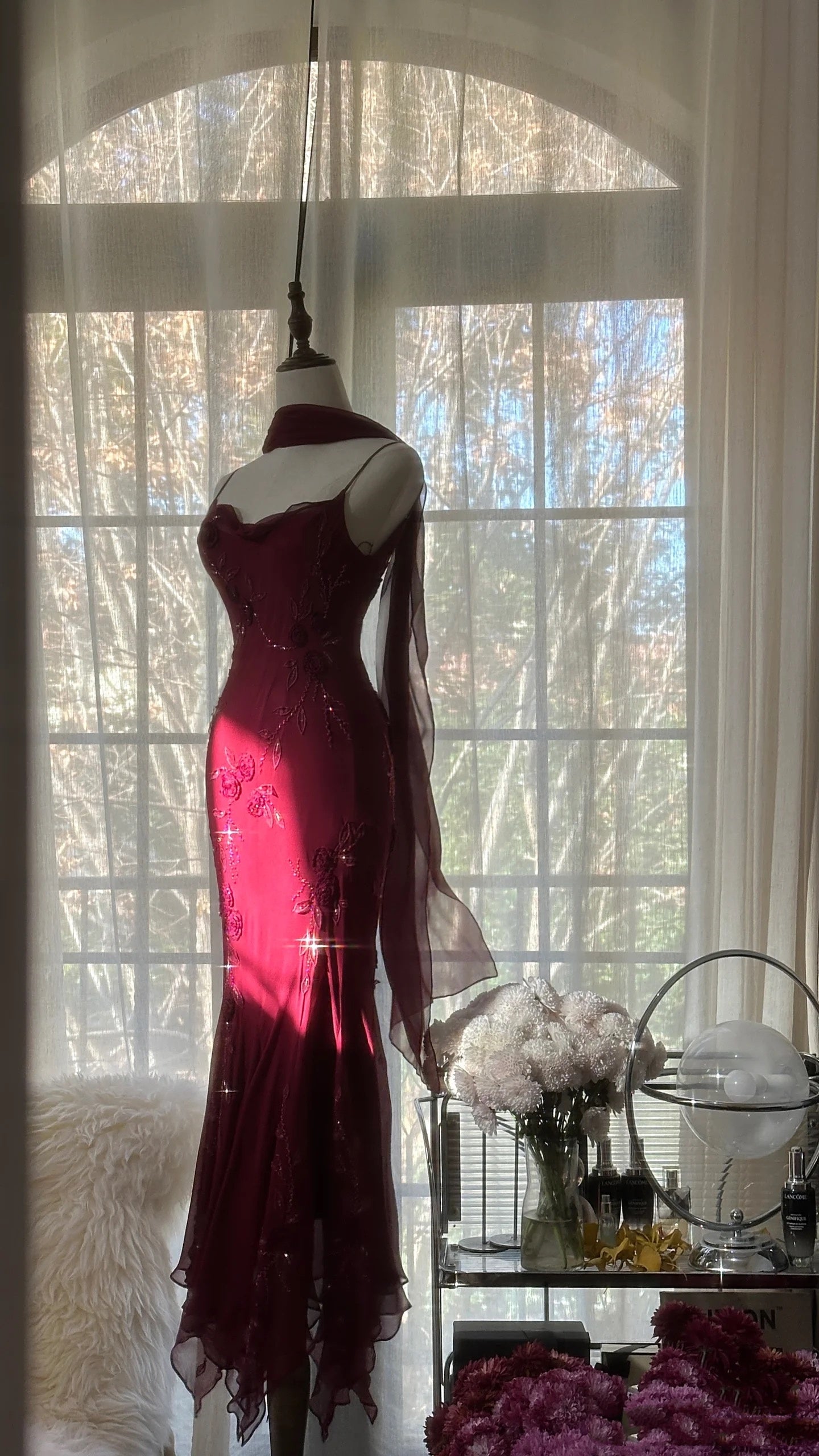 Elegant Mermaid Spaghetti Straps Burgundy Chiffon Formal Prom Dresses Inspiration Trending Formal Evening Gowns Formal Party Formal Prom Dresses
