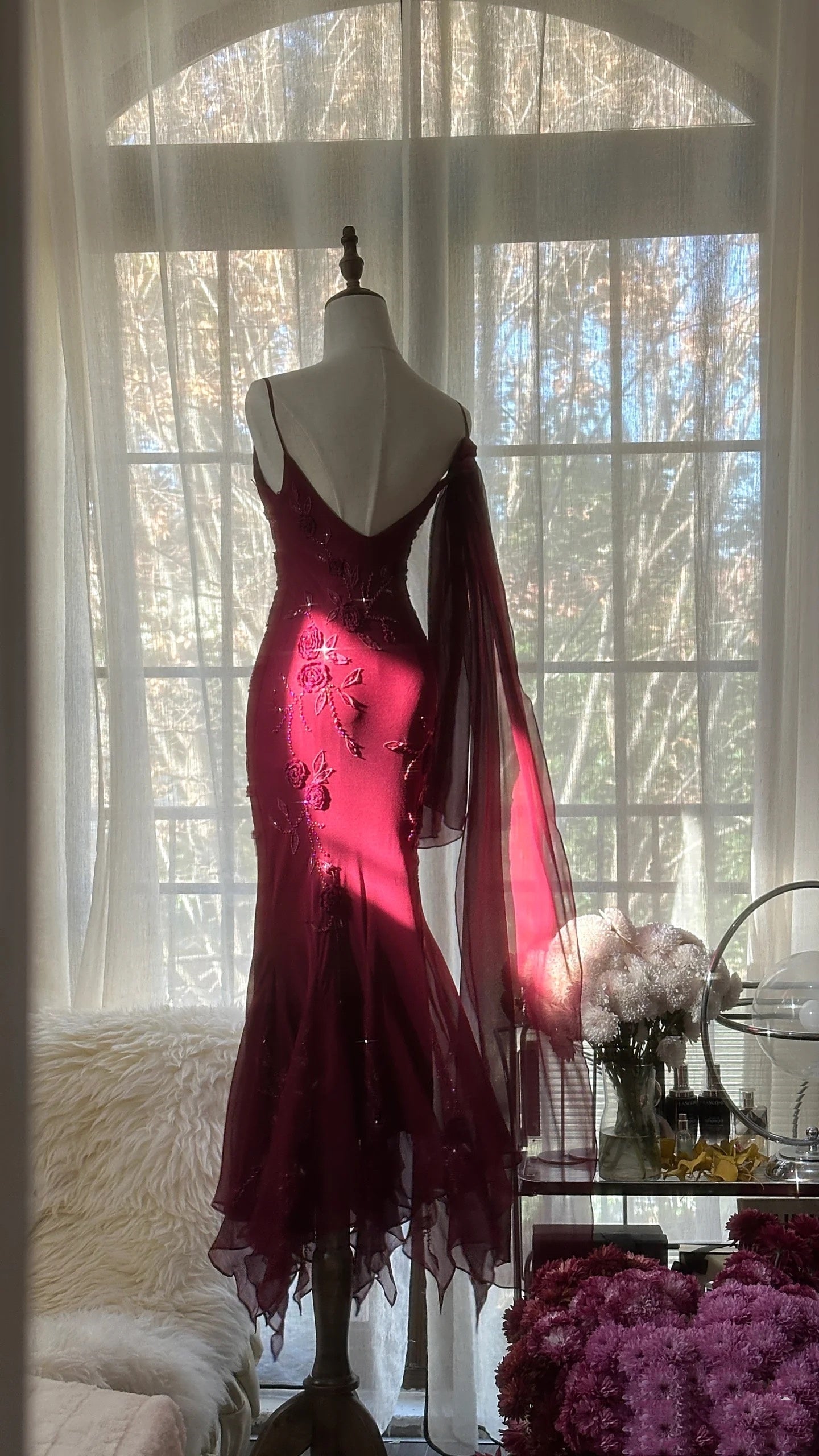 Elegant Mermaid Spaghetti Straps Burgundy Chiffon Formal Prom Dresses Inspiration Trending Formal Evening Gowns Formal Party Formal Prom Dresses