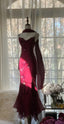 Elegant Mermaid Spaghetti Straps Burgundy Chiffon Formal Prom Dresses Inspiration Trending Formal Evening Gowns Formal Party Formal Prom Dresses