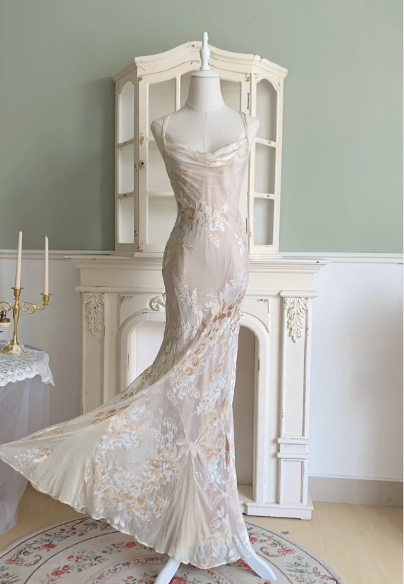 Elegant Mermaid Spaghetti Straps Long Chiffon Long Formal Prom Dresses