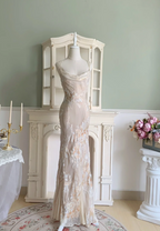 Elegant Mermaid Spaghetti Straps Long Chiffon Long Formal Prom Dresses