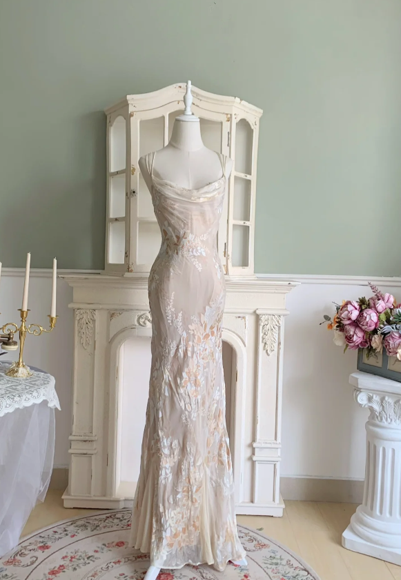 Elegant Mermaid Spaghetti Straps Long Chiffon Long Formal Prom Dresses