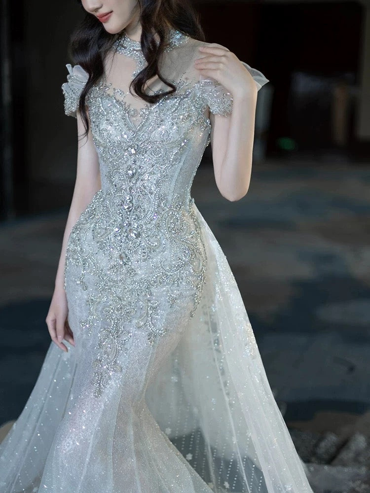 Elegant Mermaid Strapless  Long Formal Prom Dresses