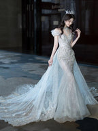 Elegant Mermaid Strapless  Long Formal Prom Dresses