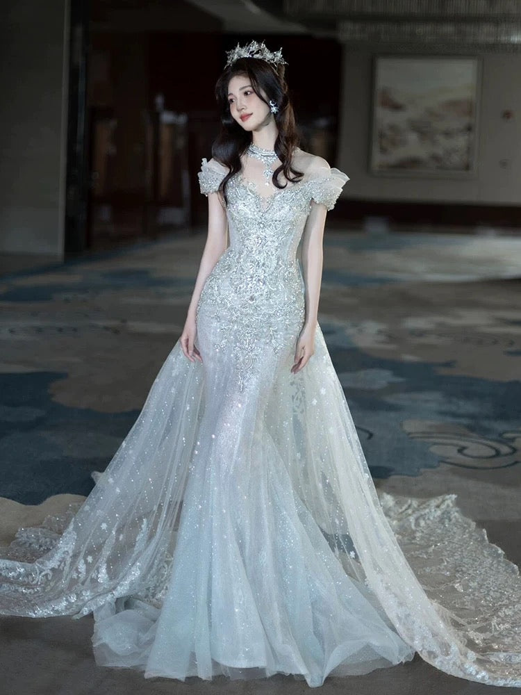 Elegant Mermaid Strapless  Long Formal Prom Dresses