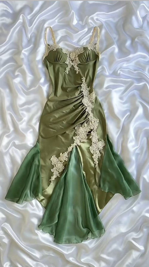 Elegant Navy Blue Spaghetti Straps Mermaid Satin Appliques Formal Prom Dresses Party Dresses