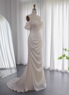 Elegant Mint Green Mermaid Strapless Rhinestone Hotfix Slit Satin Long Formal Prom Dresses