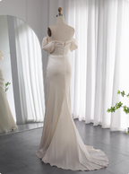 Elegant Mint Green Mermaid Strapless Rhinestone Hotfix Slit Satin Long Formal Prom Dresses