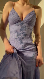 Classy Spaghetti Straps Chiffon Long Formal Prom Dresses