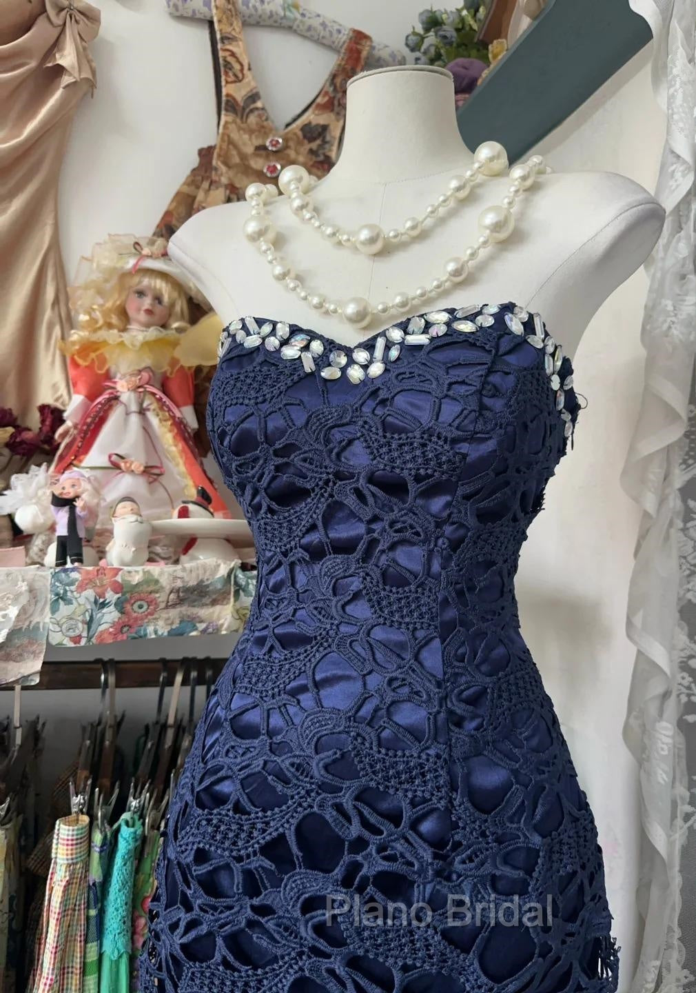 Elegant Navy Mermaid Strapless Formal Prom Dresses Backless Chiffon Birthday Evening Dresses