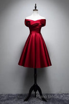 Elegant Off Shoulder Satin Knee Length Bridesmaid Dresses