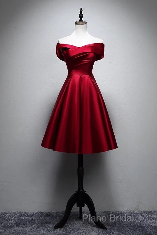 Elegant Off Shoulder Satin Knee Length Bridesmaid Dresses
