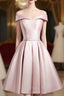 Elegant Off-Shoulder Satin Short/Mini Homecoming Dresses