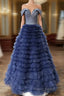 Elegant Off Shoulder Sequins Top Long Formal Prom Dresses, Formal Dresses, Off The Shoulder Ball Gown