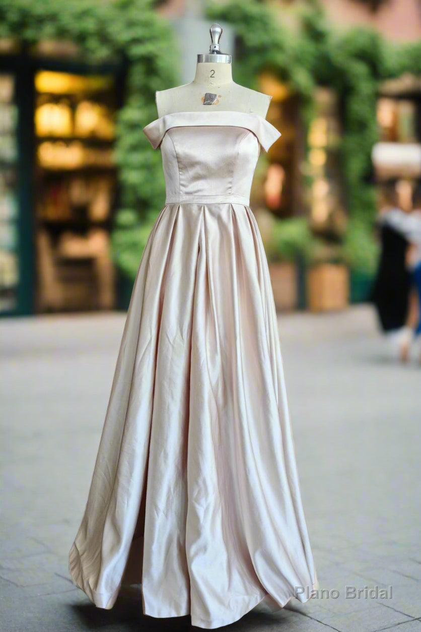 Elegant Off the Shoulder Satin Bridesmaid Dress Secondary image