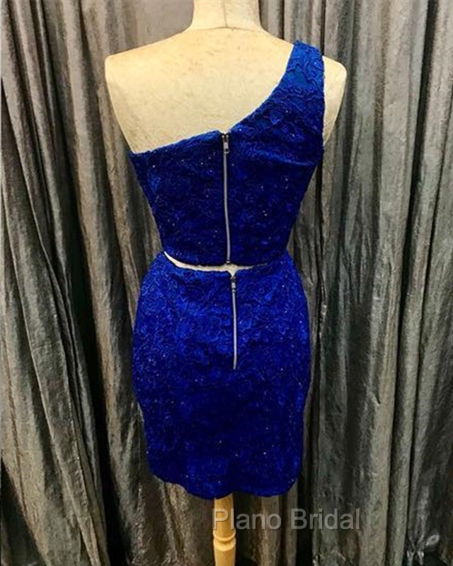 Elegant One Shoulder Homecoming Dresses Two Piece Formal Prom Short Dresses Secondary image