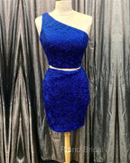 Elegant One Shoulder Homecoming Dresses Two Piece Formal Prom Short Dresses
