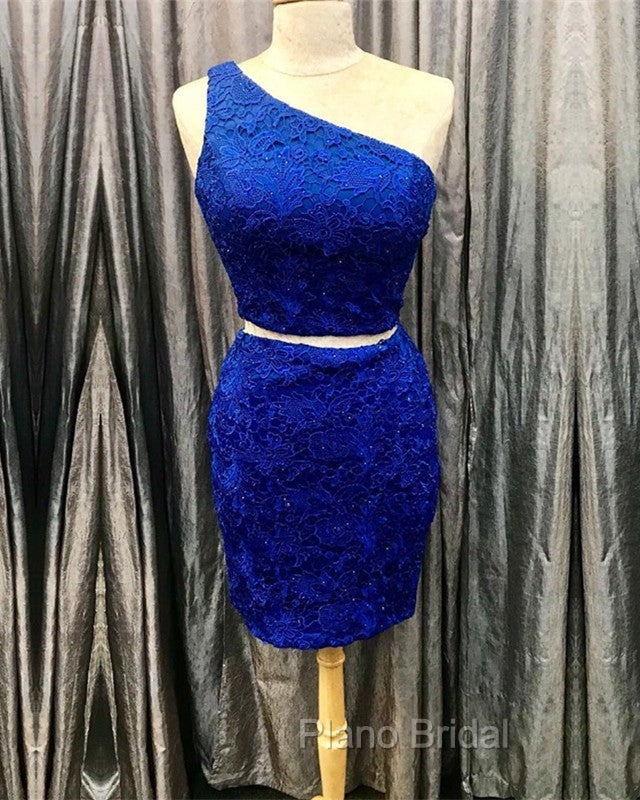 Elegant One Shoulder Homecoming Dresses Two Piece Formal Prom Short Dresses