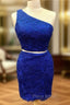 Elegant One Shoulder Homecoming Dresses Two Piece Formal Prom Short Dresses
