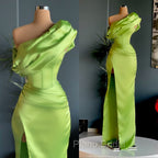 Elegant One Shoulder Long Evening Formal Prom Dresses With Split