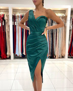Elegant One Shoulder Short Prom Dress Online With Slit