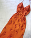 Elegant Orange Spaghetti Straps Beaded Formal Prom Dresses Party Dresses