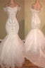 Elegant Organza Off-The-Shoulder Mermaid Wedding Dress Sequins Long Lace