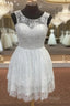 Elegant Pearl Beading White Lace Homecoming Dresses