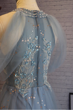 Elegant Pink A-Line Halter Tulle Long Formal Prom Dresses
