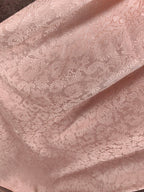 Elegant Pink A-Line Sleeveless Crew Neck Lace Rhinestone Brocade Satin Long Formal Prom Dresses