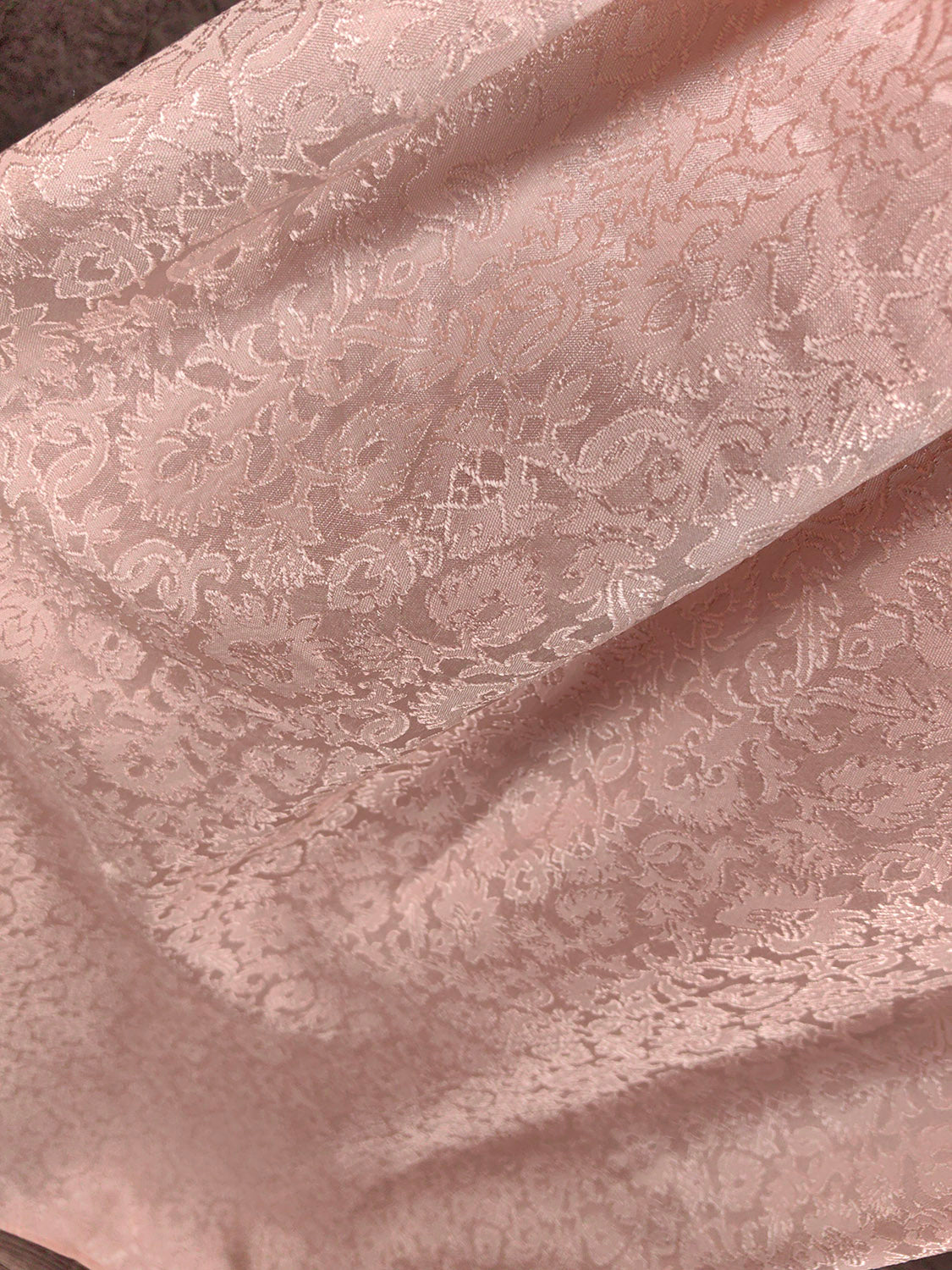 Elegant Pink A-Line Sleeveless Crew Neck Lace Rhinestone Brocade Satin Long Formal Prom Dresses