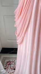 Elegant Pink Heart Neckline Rhinestone Chiffon Long Formal Prom Dresses