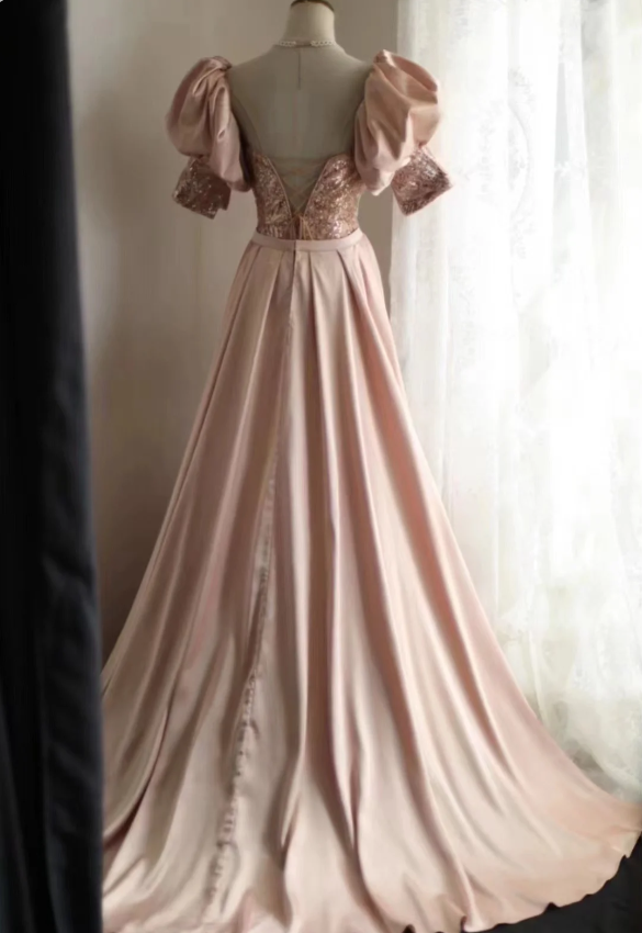 Elegant Pink Mermaid Sequined Formal Prom Dresses