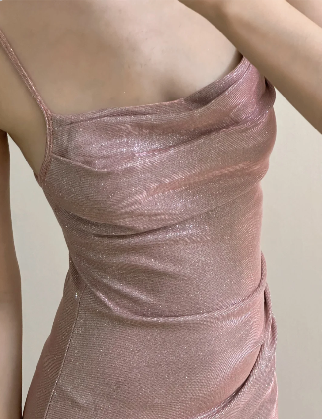 Elegant Pink Mermaid Spaghetti Strap Glittery Long Formal Prom Dresses Bridesmaid Dresses