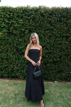 Elegant Pink Strapless A-Line Long Formal Prom Dresses