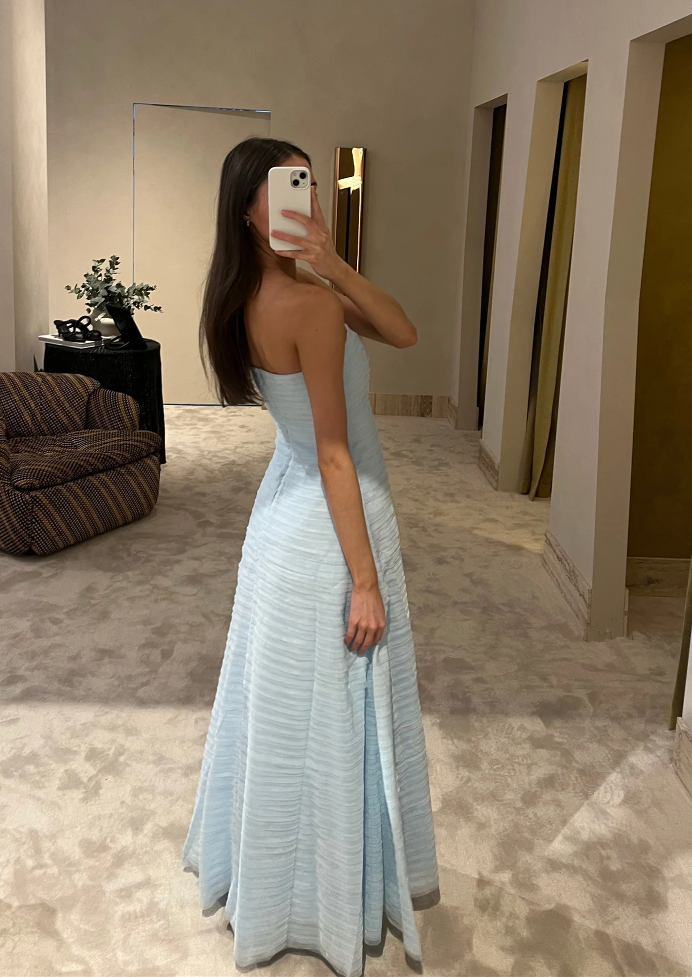 Elegant Pink Strapless A-Line Long Formal Prom Dresses