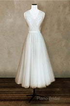 Elegant Pleated Tulle Midi Formal Prom Party Dresses