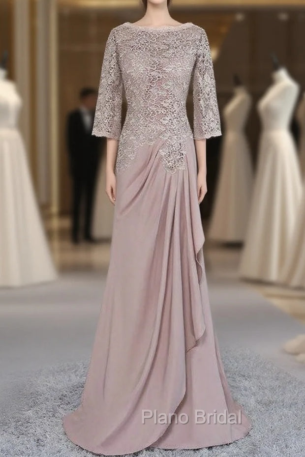 Elegant Plus Size Brown Mother Of The Bride Dresses A-line 3/4 Sleeves Main image