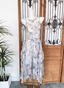 Elegant Printed Spaghetti Strap V-Neck Ruffled Layered Tulle Formal Prom Dresses